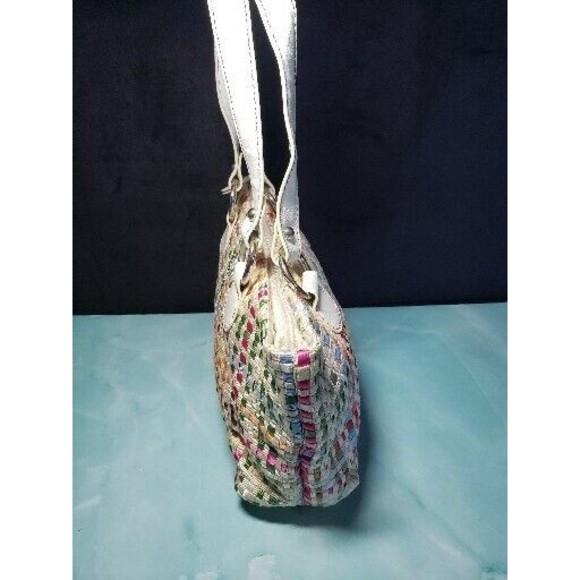 Lina Ribbon Weave Woven Handbag Purse Zipper Zip Top Bag NWOT - Picture 3 of 8